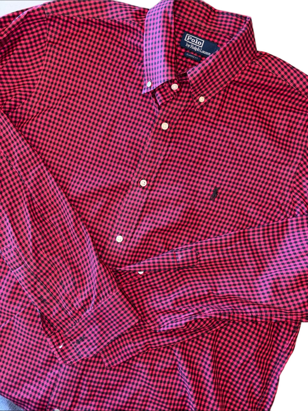 Polo Ralph Lauren Men's XL Classic Fit Red & Black Gingham Button Down Shirt